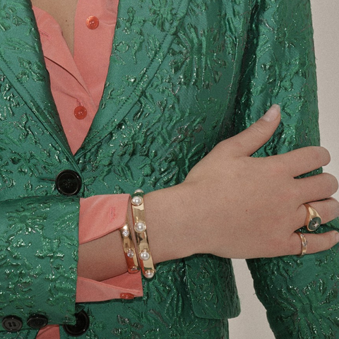 Signet XL Ring Round Turquoise - Green - Gold