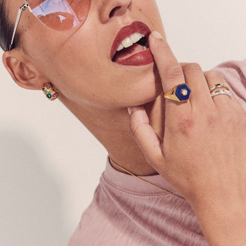 Galaxy Ring Lapis - Gold