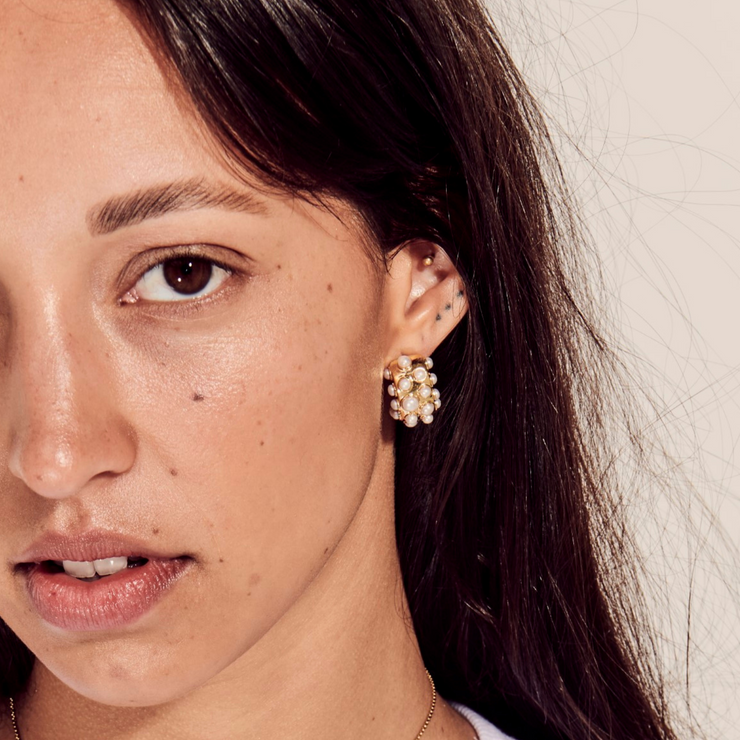 Carlotta Earrings - Pearl - Gold