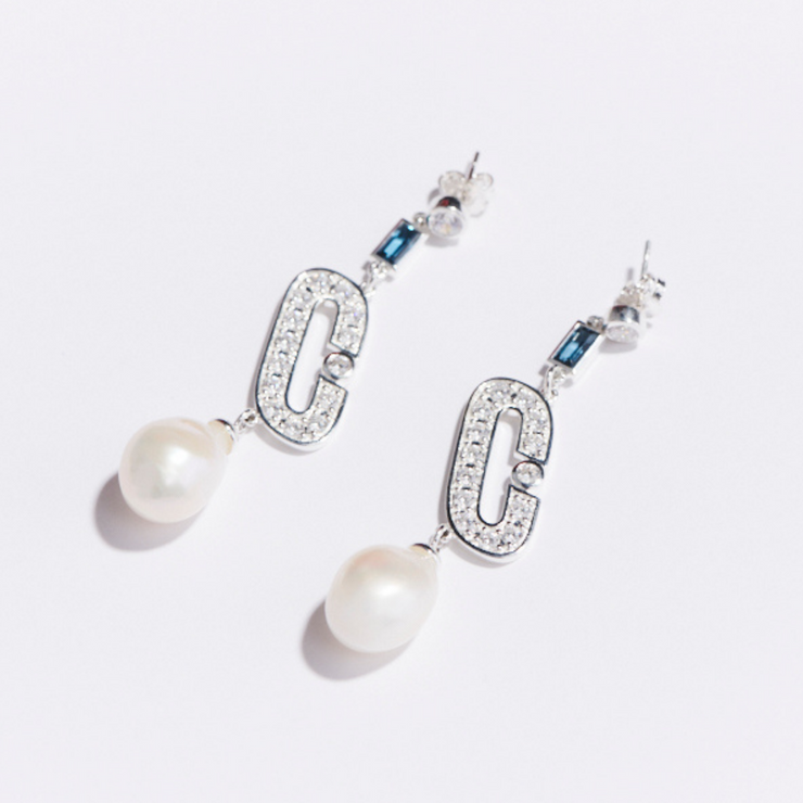 Icon Earrings - Pearl - Silver