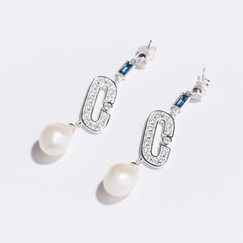 Icon Earrings - Pearl - Silver