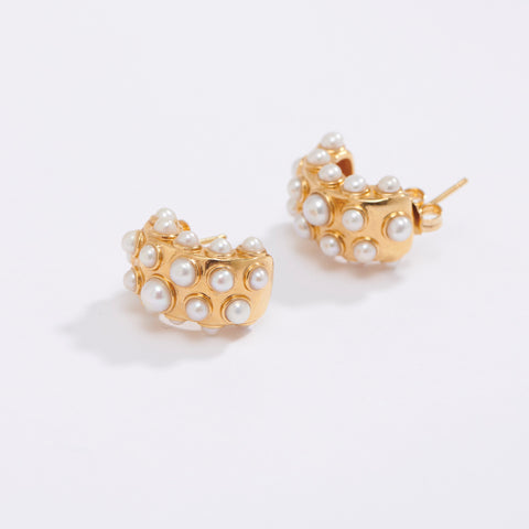 Carlotta Earrings - Pearl - Gold